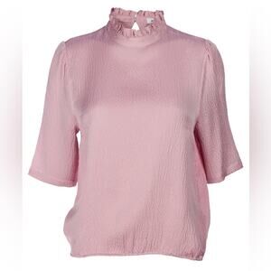 Rodebjer Size XS Marble Silk Half Short Sleeve Top in Petal Pink